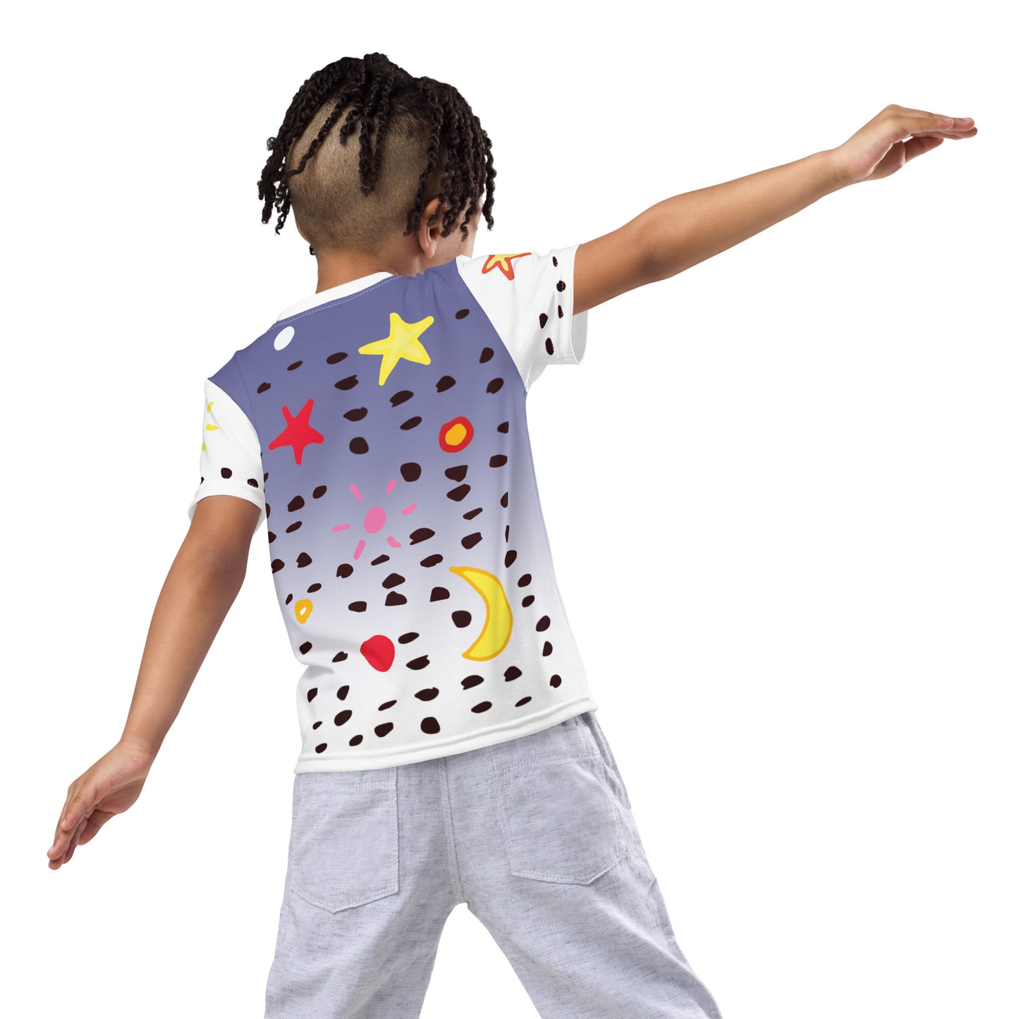 Kids T-Shirt Sonne Mond Sterne Punkte lila