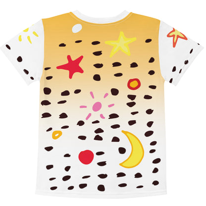 Kids T-Shirt Sonne Mond Sterne Punkte ocker