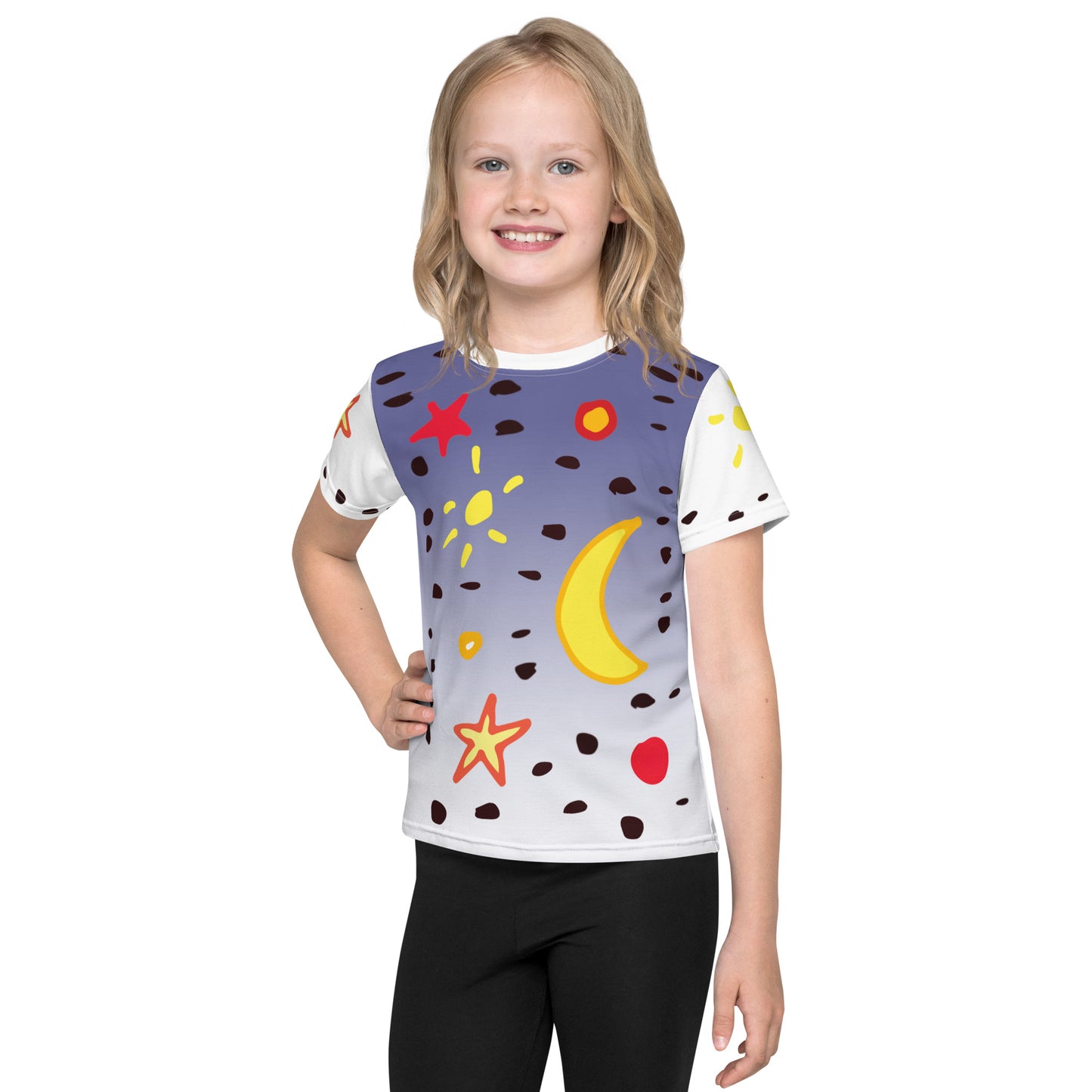 Kids T-Shirt Sonne Mond Sterne Punkte lila