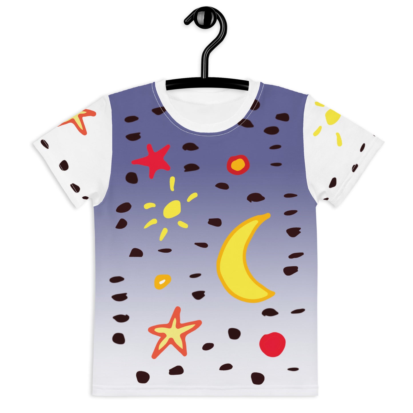 Kids T-Shirt Sonne Mond Sterne Punkte lila