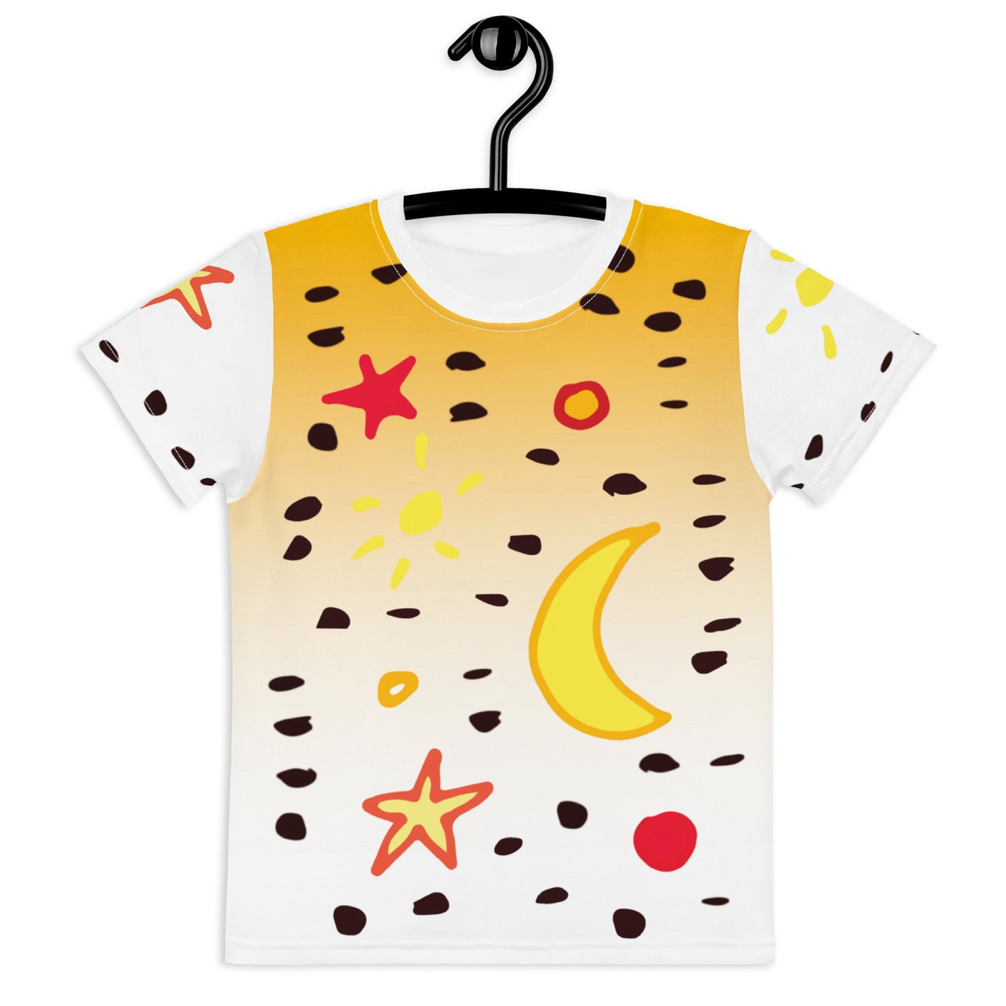 Kids T-Shirt Sonne Mond Sterne Punkte ocker