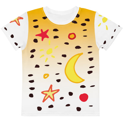 Kids T-Shirt Sonne Mond Sterne Punkte ocker