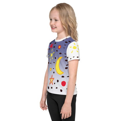 Kids T-Shirt Sonne Mond Sterne Punkte lila