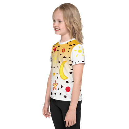 Kids T-Shirt Sonne Mond Sterne Punkte ocker