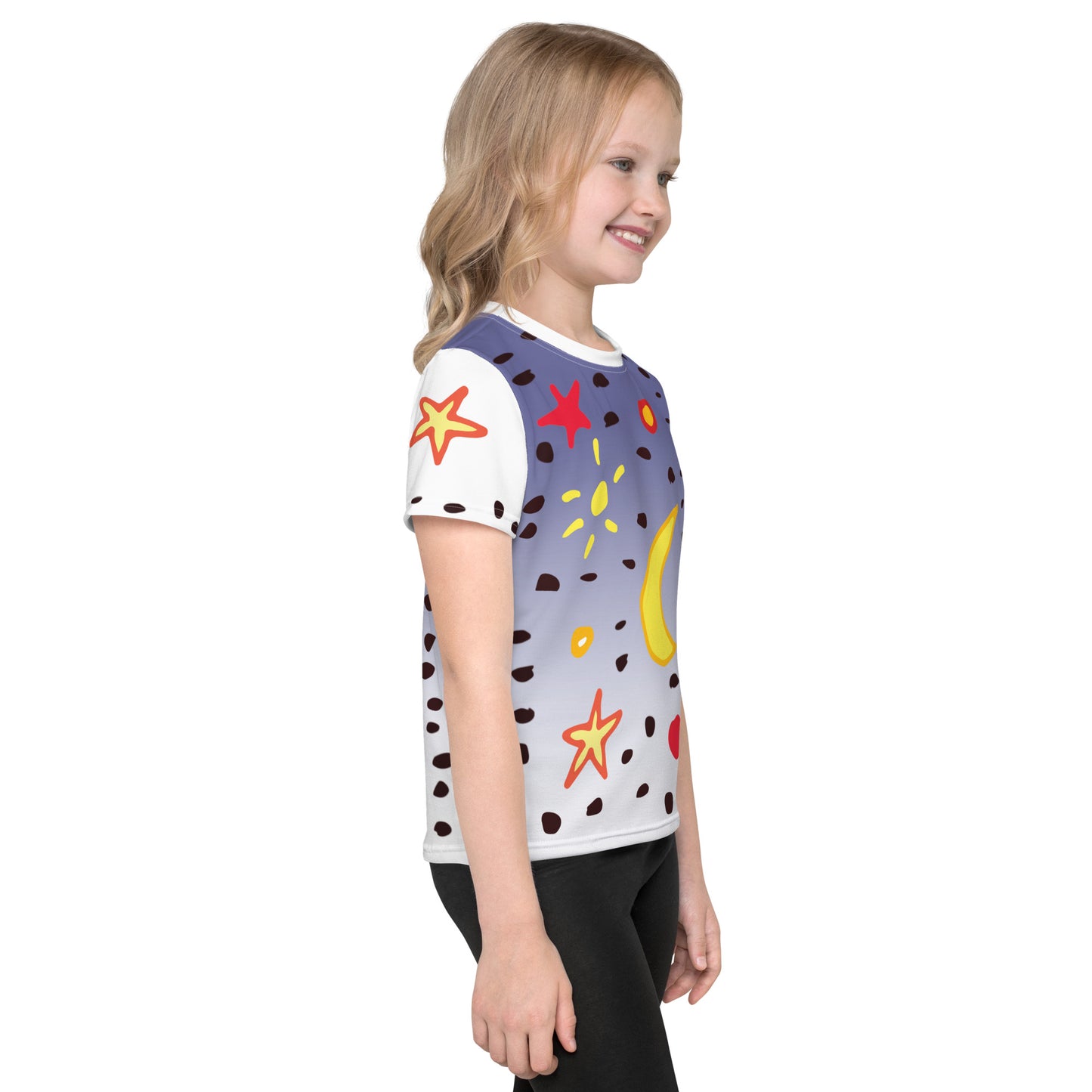 Kids T-Shirt Sonne Mond Sterne Punkte lila