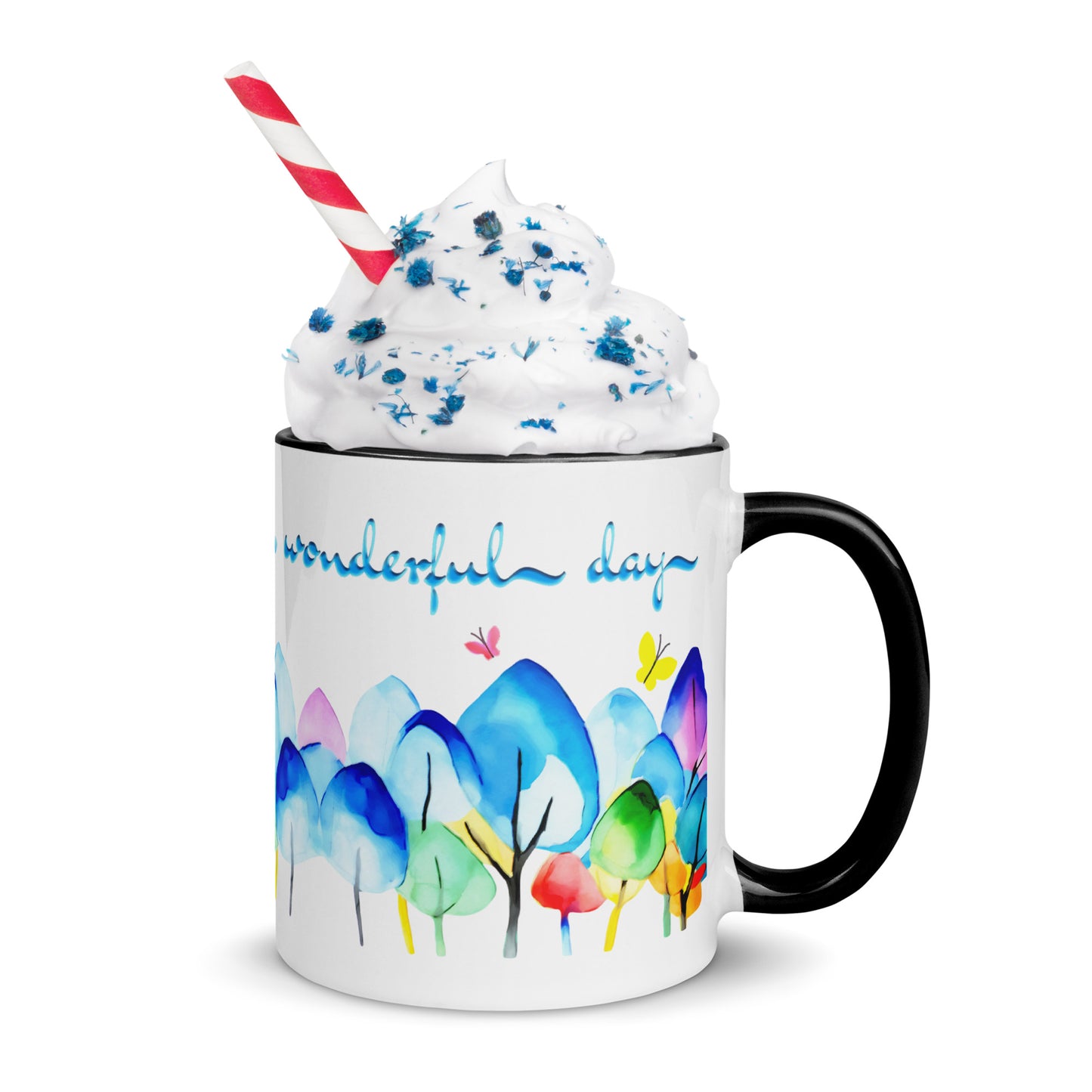 Farbige Tasse "wonderful day"