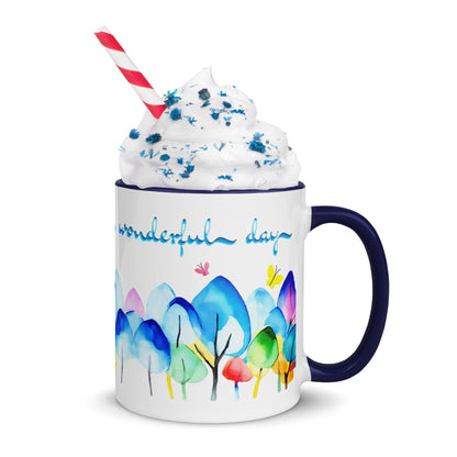 Farbige Tasse "wonderful day"