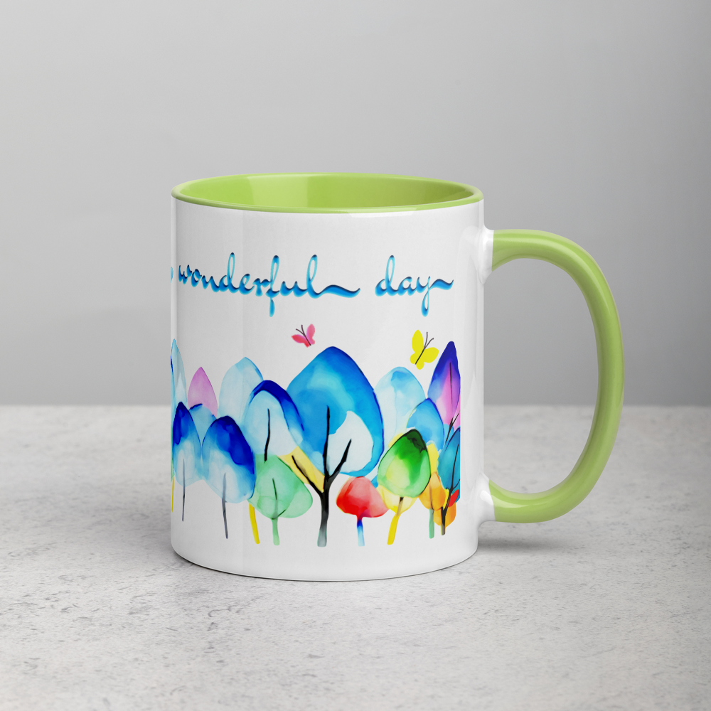 Farbige Tasse "wonderful day"