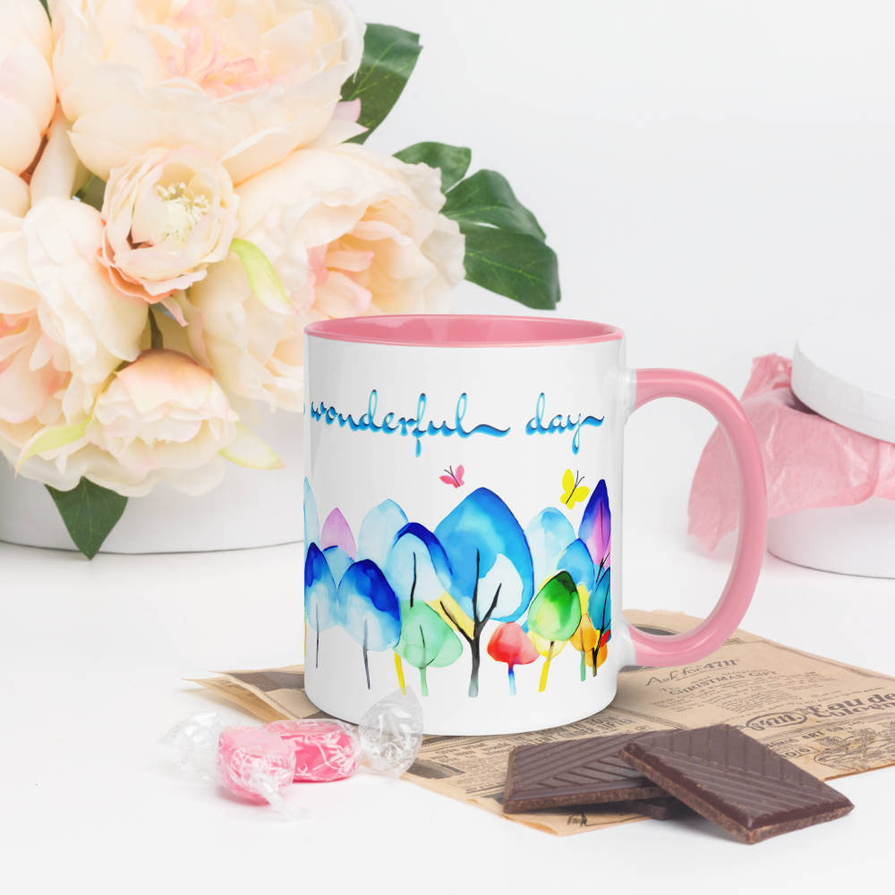 Farbige Tasse "wonderful day"