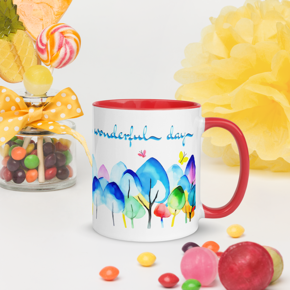 Farbige Tasse "wonderful day"